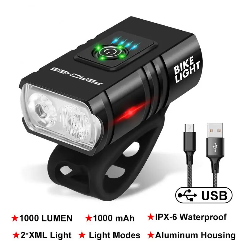1000Lumen T6 LED Bicycle Light Front Rechargeable Lamp Flashlight MTB Bike Headl - £102.19 GBP