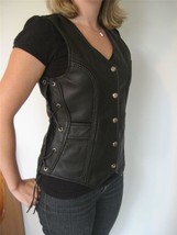 Button Jacket Women Lambskin Leather Black Western VestCoat Classic Wais... - £84.51 GBP