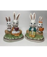 CUTE EASTER BUNNY RABBIT Family  - Bisque Figurine  Mother Father Daught... - €17,96 EUR