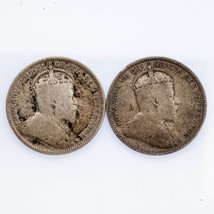 Lote De 2 Monedas Canadienses De 25C 1905 Y 1907 En Buen Estado KM #11 - $1,361.27 MXN