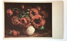 Vintage Art PC Portrait of Bouquet of Red Flowers in Vase on Table Dutch - £7.09 GBP