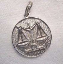 j135 Vintage Sterling Silver LIBRA Scales of Justice Charm Zodiac Charm - £9.49 GBP