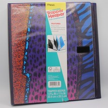 Trapper Keeper Retro Style Binder Portfolio W/ 2 Folders - Neon Animal Print - £22.04 GBP