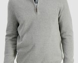 Club Room Men&#39;s Quarter-Zip Textured Cotton Sweater Soft Grey Heather-Small - $21.97