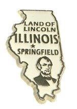 Illinois The Land of Lincoln Fridge Magnet Springfield Grey Black Souven... - $9.89