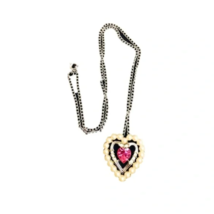 Women&#39;s Avon Heart Shaped Pendant Silver Necklace - £7.85 GBP