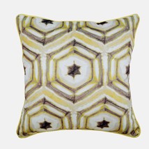 Yellow Throw Pillow Cover, Batik Cotton Printed 16&quot;x16&quot; Cotton, Batik Yellow - £21.95 GBP+