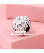 925 Sterling Silver Cherry Blossom with Pink Enamel Clip Charm Bead  - $15.99