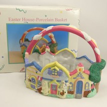 Easter Bunny House Porcelian Basket Vntg 1995  with original box ZBJZB - £14.12 GBP