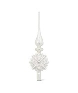 Silver Snowflake Tree Topper 13&quot; High Glass Geometric Design Glittery - £27.60 GBP