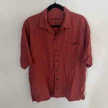 Tommy Bahama Mens Red Hawaiian Camp Silk Pocket Shirt Size Large Casual - $14.50