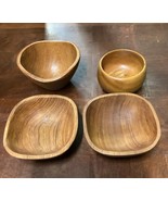 Set Of 4 Teak Wood Salad Or Soup Bowls  - £15.67 GBP