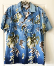 Vintage Kole Kole Hawaiian Mens Aloha Camp Shirt Sz M Tropical Blue Ombre Cotton - £31.18 GBP