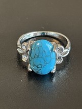 Turquoise Stone S925 Silver Plated Woman Ring Size 8.75 - £10.27 GBP