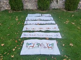 Lot of 7 hand embroidered pieces, vintage hand embroidered pieces - $100.00