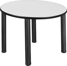 Regency Kee 42&quot; Round Breakroom White/Black Break Room Tables - £254.74 GBP