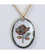 Necklace Metallic Rose Carved Estate Sale Find w/24&quot; Chain - €13,54 EUR