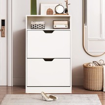 Shoe Storage Cabinet With 2 Flip Drawers, Slim Freestanding Storage Rack... - $125.99