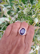 Purple Amethyst Oval Gemstone Handmade 925 Solid Sterling Silver Ring For Mens - £51.41 GBP
