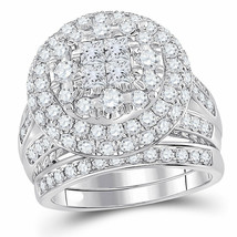 14kt White Gold Princess Diamond Bridal Wedding Ring Band Set 3 Ctw - £2,973.69 GBP