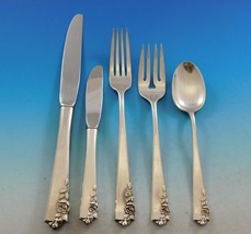 Garnet Rose by Lunt Sterling Silver Flatware Set for 8 Service 44 pieces Scarce - £2,103.61 GBP