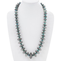 Navajo Sterling Silver Domed Coins Turquoise Beads Necklace, Hand Domed, L Begay - £1,432.42 GBP