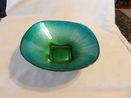Green Opalescent Glass Candy Dish or Serving Dish with Silver Glitter Fi... - $75.00