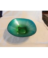 Green Opalescent Glass Candy Dish or Serving Dish with Silver Glitter Fi... - £59.76 GBP