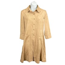 VTG Talbots Faux Suede Button Up Dress Sz 2 Long Sleeve Collared Pockets Petites - £23.90 GBP