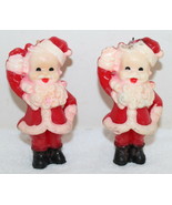 2 Vintage Santa Claus Wax Candles ~ 1950&#39;s Gurley ? ~ One Very Slightly ... - $25.93 CAD
