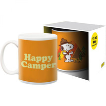 Peanuts Beagle Scouts Happy Camper 11oz Ceramic Mug Orange - £15.71 GBP