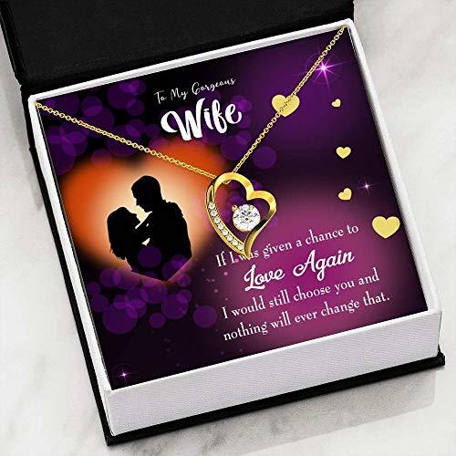 Gift for Wife Love Again Forever Love NecklaceCZ Heart Pendant Stainless Steel o