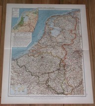 1905 Original Antique Map Of Netherlands / Holland Belgium Amsterdam Luxembourg - £15.08 GBP