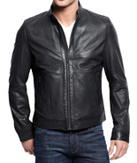 Mens Leather Jacket Stylish SlimFit Genuine Lambskin Motorcycle Bomber Biker-001 - $117.50