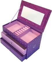 Jewelry Box For Girls - Pink And Purple Sparkles With Hearts And Pink Trim - £29.06 GBP
