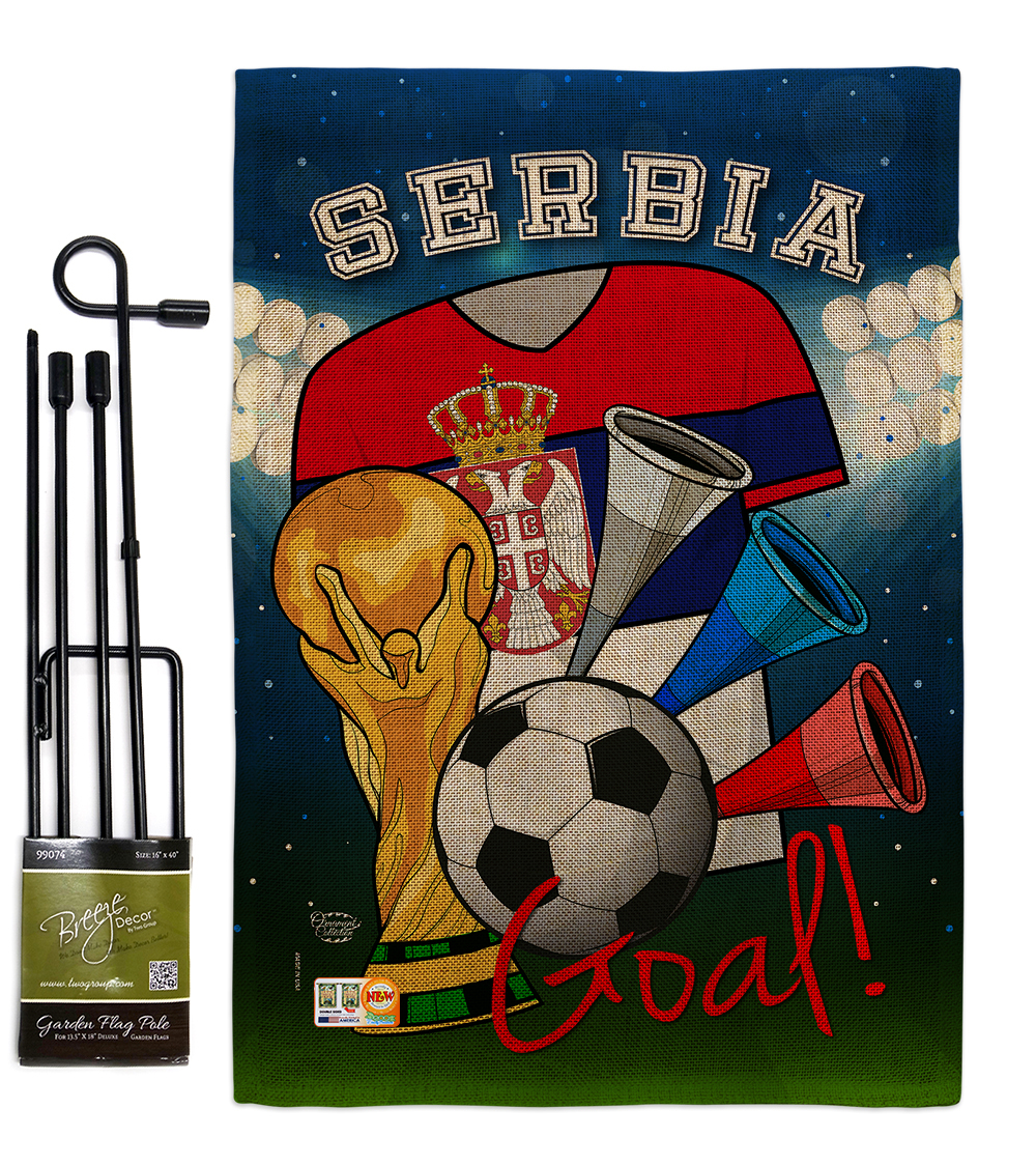 Primary image for World Cup Serbia Soccer Burlap - Impressions Decorative Metal Garden Pole Flag S