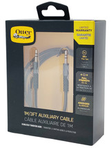 NEW OtterBox Rugged Braided Auxiliary Phone Cable 3.5mm Connectors 3&#39; FT Black - £7.48 GBP