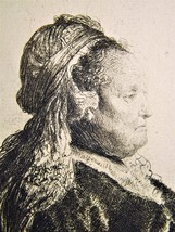 Rembrandt Van Rijn Etching Lifetime Impression of Mother in Oriental Hea... - $24,000.00