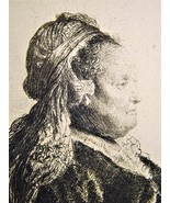 Rembrandt Van Rijn Etching Lifetime Impression of Mother in Oriental Hea... - $24,000.00