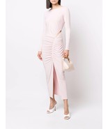 Self Portrait 2 Jersey Gathered Cut Out Midi Dress Dusty Pink Ruched $50... - $142.49