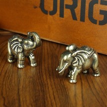 3 Pcs Antiique Pure Brass Elephant Mini Figurine Vintage Brass DinosaursOrnament - £23.82 GBP