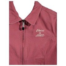 Christ Is Lord LL Bean Jacket CANVAS Size Medium CORAL Pink Matthew 28:20 - $64.99