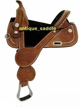 Antiquesaddle Western Pleasure Barrel Racing Premium Leather Treeless Saddle - £293.72 GBP