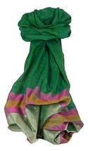 Varanasi Border Prime Silk Long Scarf Heritage Swami 601 by Pashmina &amp; Silk - £29.71 GBP