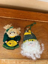 Lot of Handmade Green Bay Packers &amp; Yellow Stuffed Santa Claus Head &amp; Wood &amp; Fab - £9.01 GBP