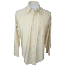 Golden Arrow  Vintage 70s Men Dress Shirt l/s 16/33 slim beige polyester disco  - £31.31 GBP