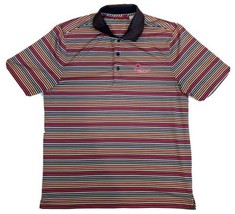 Mens Golf Polo Size Large Horizontal Stripes Colorful Rainbow - £12.56 GBP