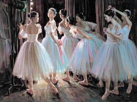 Oil painting Art young ballet girls Before the performance hand painted canvas - £62.92 GBP