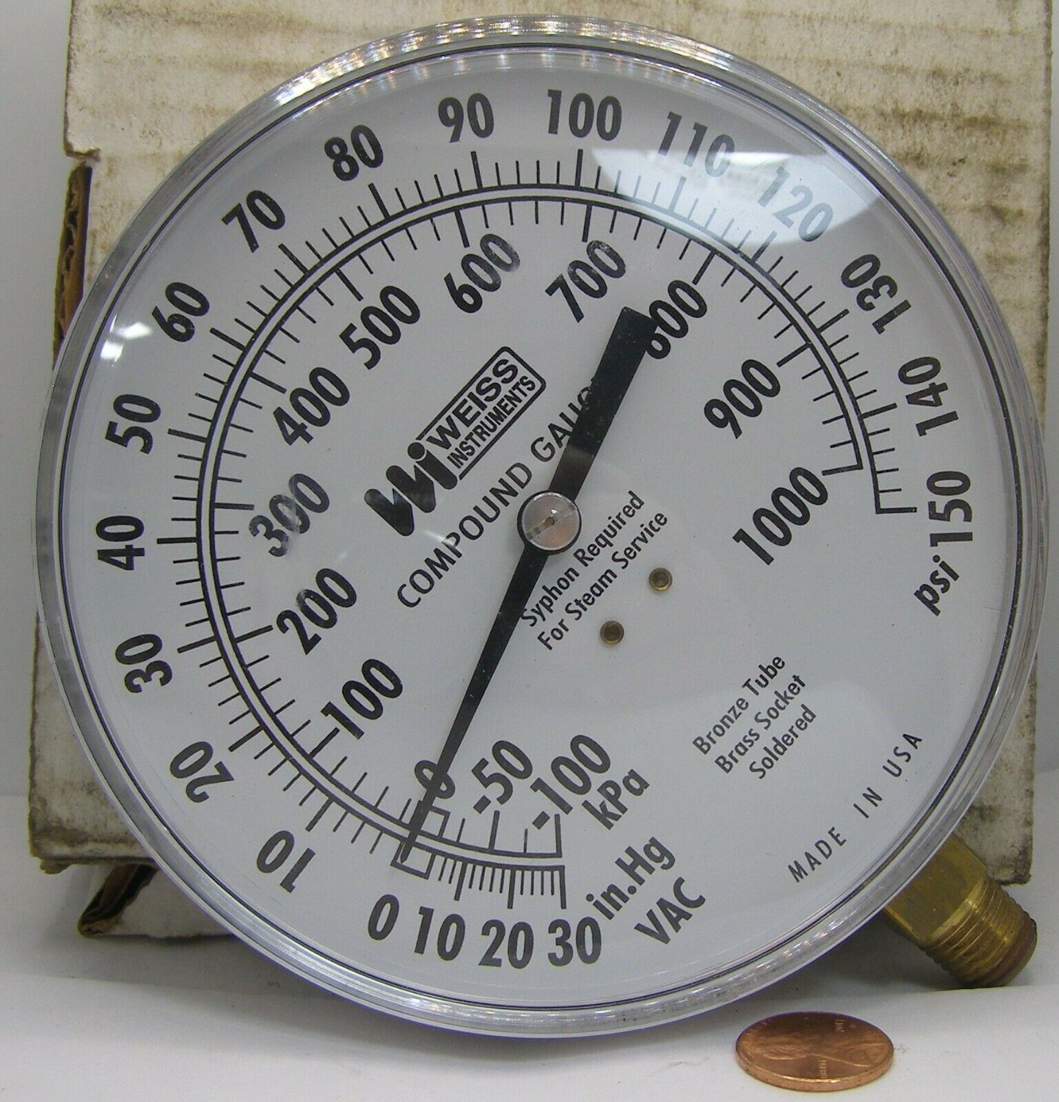 Weiss Instruments Compound Pressure Gauge 4CTS 0-150psi - $39.99