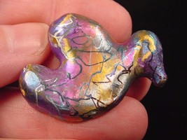 (TP-119) Weird Rare Titanium Polymorph Pink Yellow Rainbow Duck Pendant Jewelry - £41.48 GBP